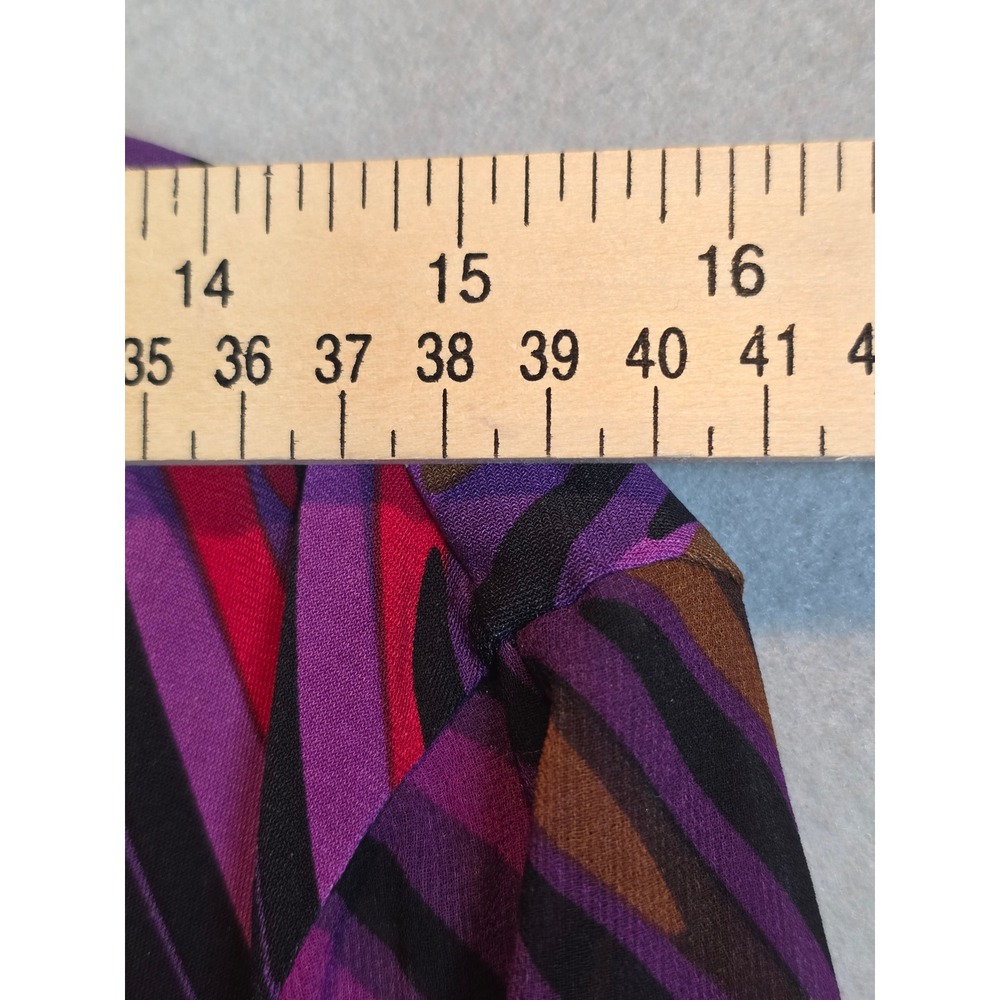 Calvin Klein 1X Plus Size Blouse Purple Pink Abstract 3/4 Sleeve Top CK Logo - Picture 8 of 12